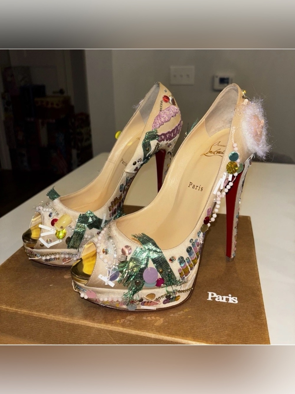 Christian Louboutin beaded “Makeup Trash” limited edition 41